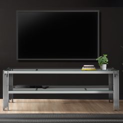 Bailyn 180cm Wide TV Stand Unit for Living Room Furniture, Metal Entertainment Unit with Storage Shelf