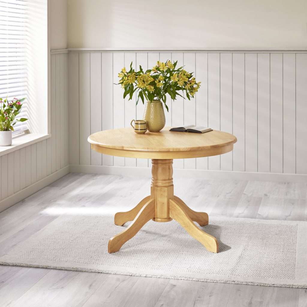 Bale Round Dining Table In Solid Wood – Traditional Rustic Farmhouse ...