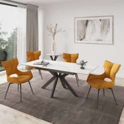 Beatrice 160-200 White Gloss Extending Dining Table Set
