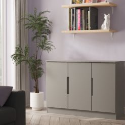 Bisma 3 Door Sideboard in White Gloss & White Matt (Ready Assembled)