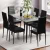 Dining Table And Chairs Set Of 6, 120cm Marble Effect Dining Table With 6 Faux Leather High Back Dining Chairs,modern Dining Table Set For Home/kitche