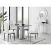 Eubanks Double Pedestal High Gloss Dining Table Set with 4 Luxury Faux Leather Dining Chairs