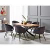Goddard 6 Person Dining set - a Rectangular Wooden Dining Table with Metal Legs and a Set of 6 Quilted Velvet Dining Chairs for Dining Room - Modern