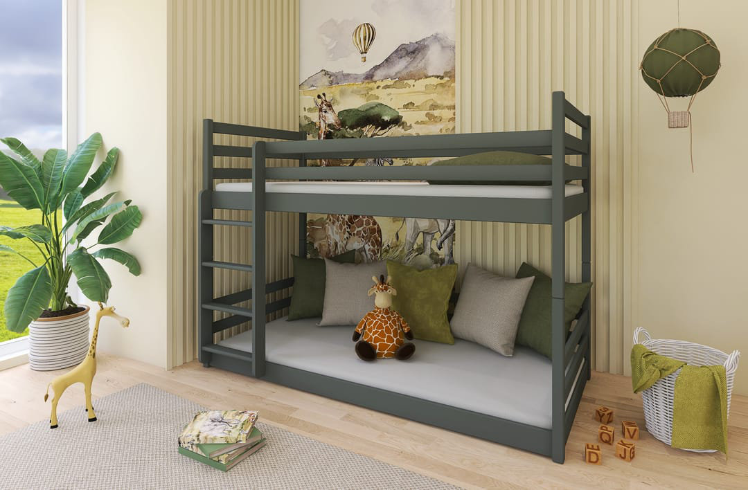 Graphite Mini Bunk Bed for Kids - Safe & Sturdy Design