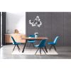 Gyeong-hui 4 Person Dining set - a Rectangular Extendable Dining Table with Metal Legs and a Set of 4 Quilted Velvet Dining Chairs for Dining Room - M