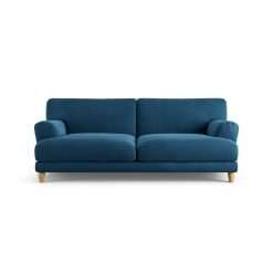 Habitat Askem Velvet 3 Seater Sofa - Ink Blue - Ash Leg