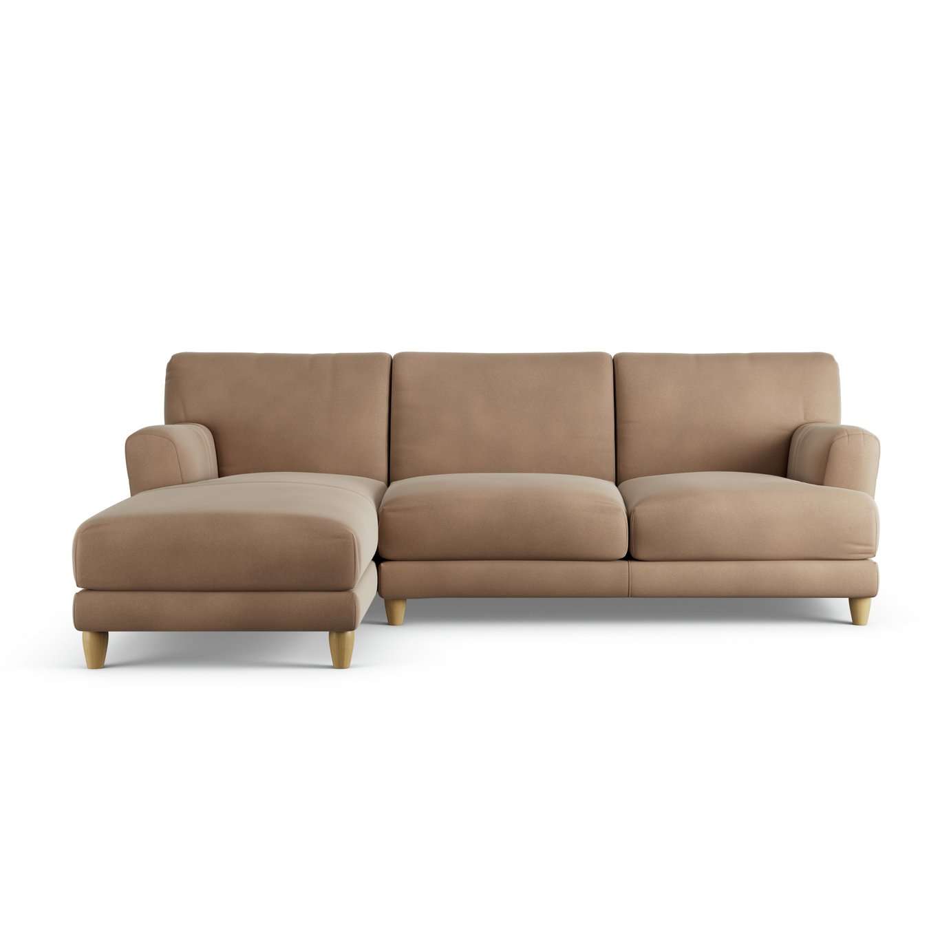 Habitat Askem Velvet Left Hand Corner Sofa - Latte - Ash Leg