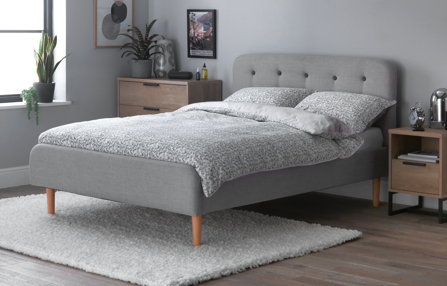 Habitat Aspen Kingsize Fabric Bed Frame - Grey