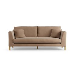 Habitat Aston Velvet 3 Seater Sofa - Latte - Ash Leg