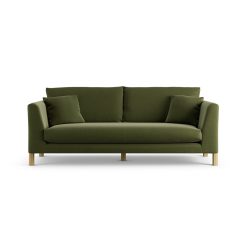 Habitat Aston Velvet 3 Seater Sofa - Moss Green - Ash Leg