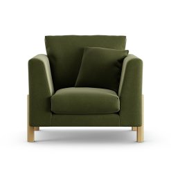 Habitat Aston Velvet Armchair - Moss Green - Ash Leg