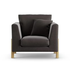 Habitat Aston Velvet Armchair - Slate Grey - Ash Leg