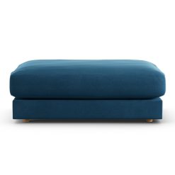 Habitat Ayr Velvet Footstool - Ink Blue