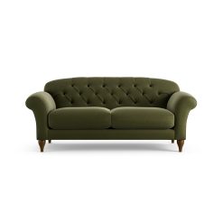 Habitat Brooker Velvet 3 Seater Sofa - Green - Dark Leg