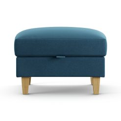 Habitat Felin Velvet Storage Footstool - Ink Blue