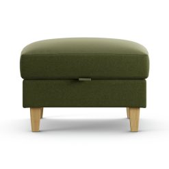 Habitat Felin Velvet Storage Footstool - Moss Green