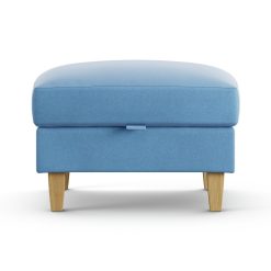 Habitat Felin Velvet Storage Footstool - Sky Blue