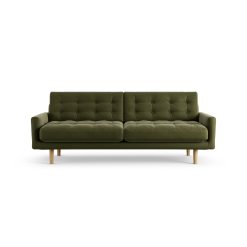 Habitat Fenner Velvet 3 Seater Sofa - Moss Green - Ash Leg