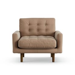 Habitat Fenner Velvet Armchair - Latte - Dark Leg