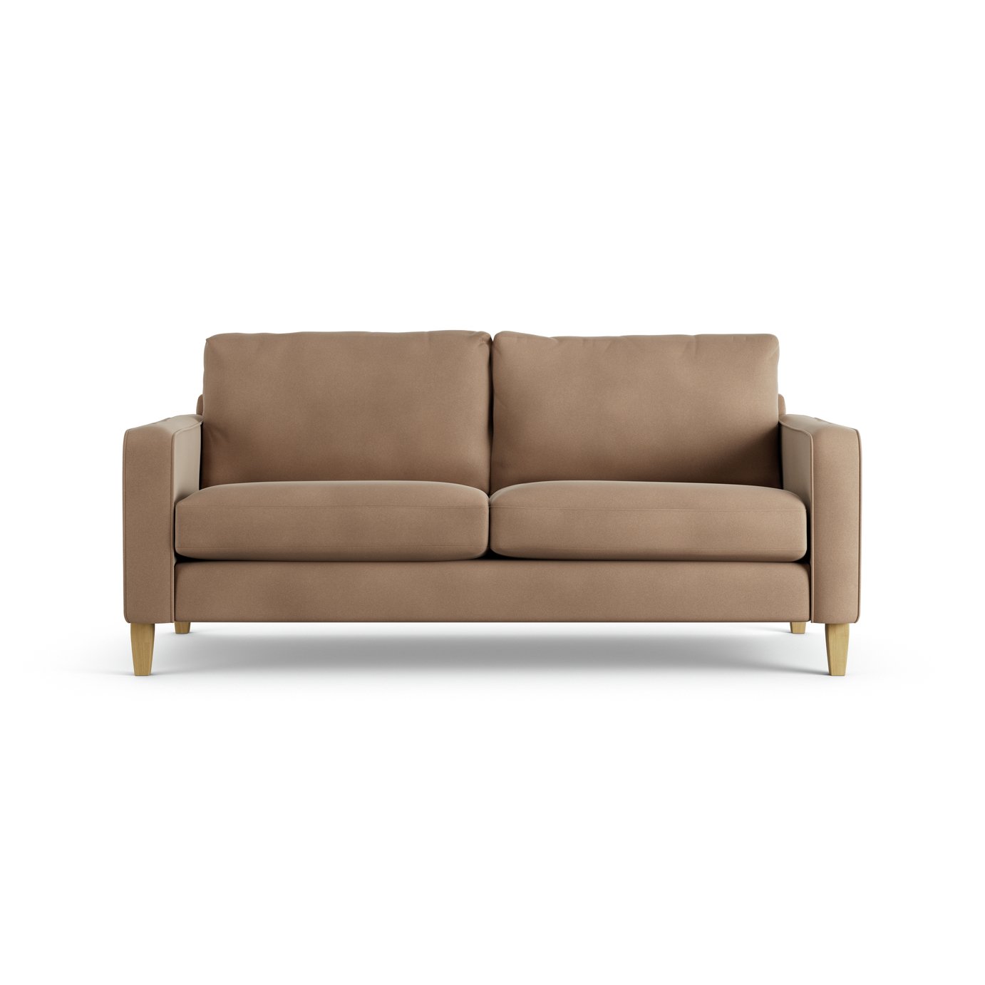 Habitat Flint Velvet 3 Seater Sofa - Latte - Ash Leg