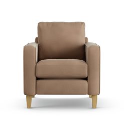 Habitat Flint Velvet Armchair - Latte - Ash Leg