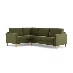 Habitat Flint Velvet Left Hand Corner Sofa - Moss Green