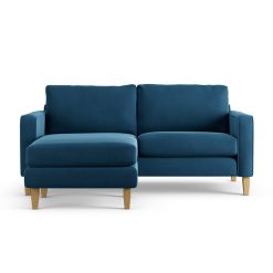 Habitat Flint Velvet Reversible Corner Sofa-Ink Blue-Ash Leg