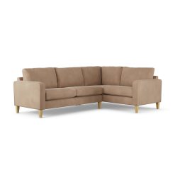 Habitat Flint Velvet Right Hand Corner Sofa- Latte - Ash Leg