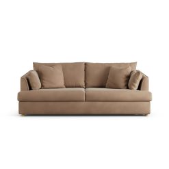 Habitat Holmfirth Velvet 3 Seater Sofa Bed - Latte -Ash Leg