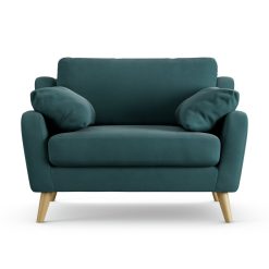 Habitat Ivor Fabric Cuddle Chair - Teal - Ash Leg