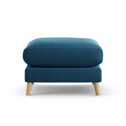 Habitat Lomond Velvet Footstool - Ink Blue - Ash Leg