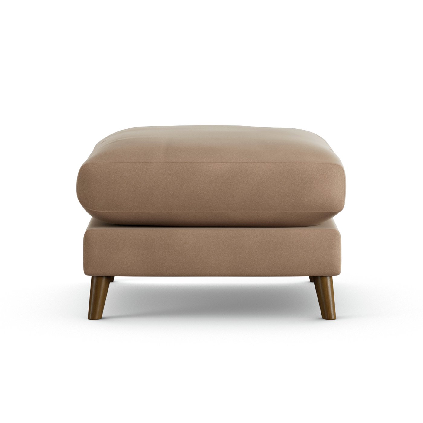Habitat Lomond Velvet Footstool - Latte - Dark Leg