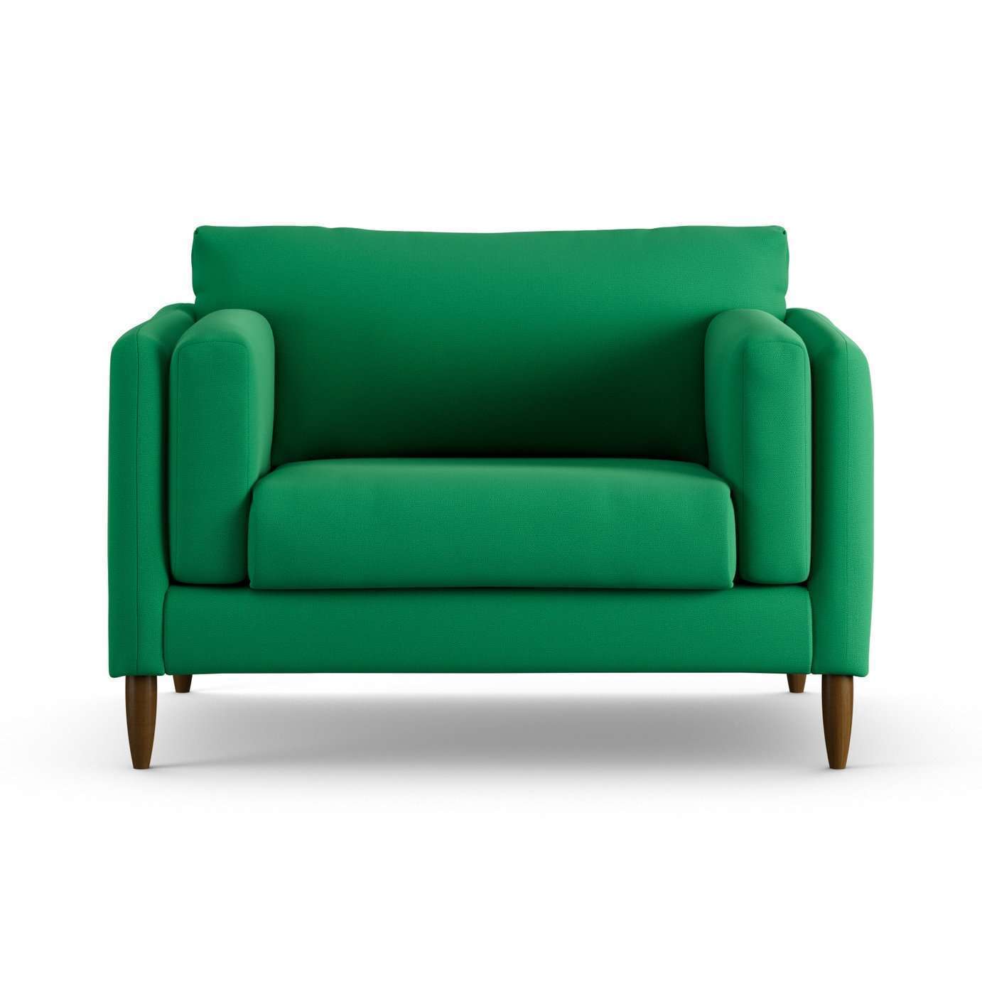 Habitat Newington Fabric Cuddle Chair - Green - Dark Leg