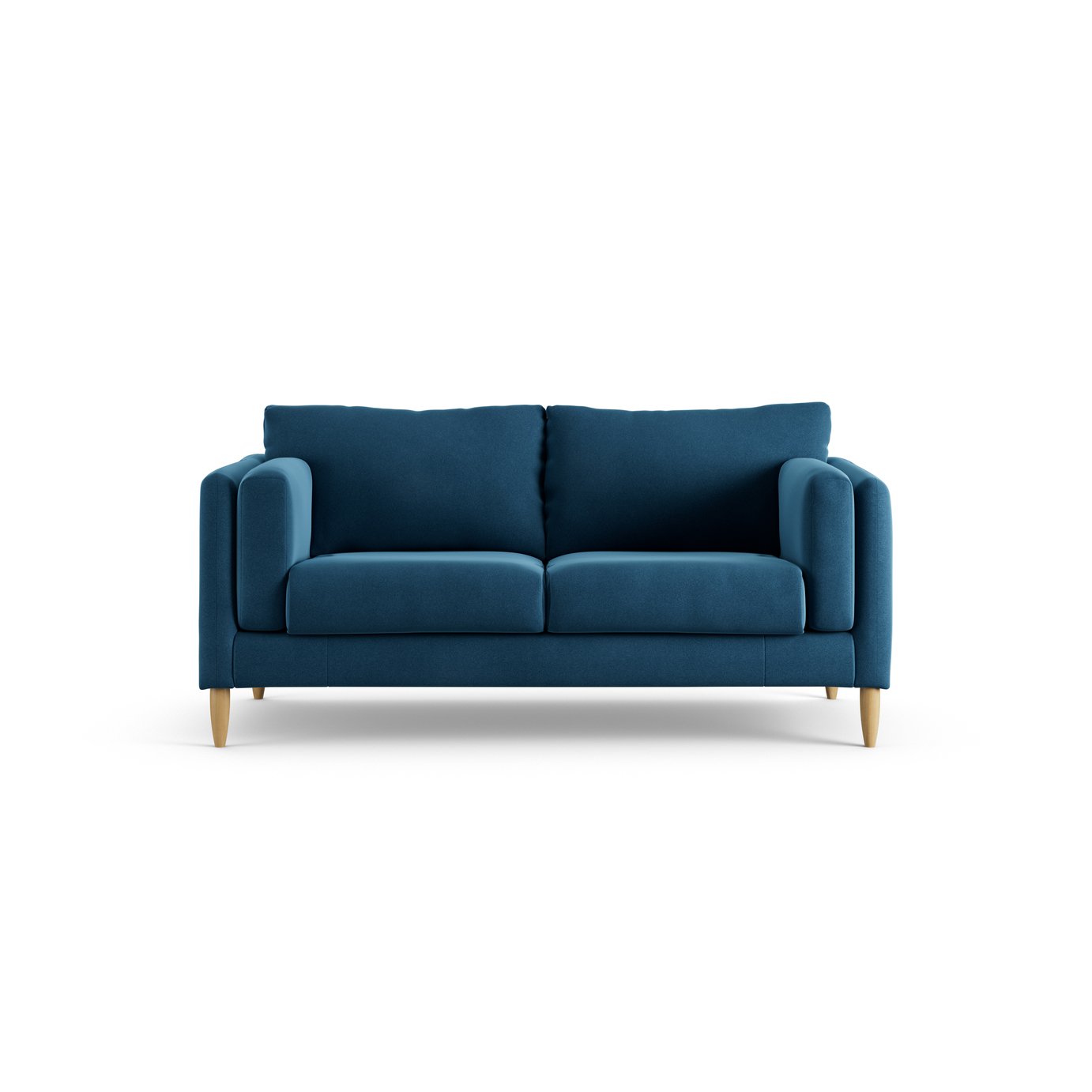 Habitat Newington Velvet 2 Seater Sofa -Ink Blue - Ash Leg