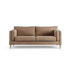 Habitat Newington Velvet 3 Seater Sofa - Latte - Ash Leg