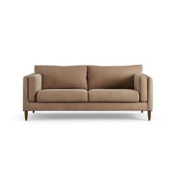 Habitat Newington Velvet 3 Seater Sofa - Latte - Dark Leg