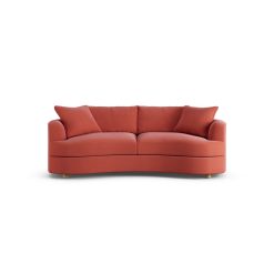 Habitat Sacha Fabric 3 Seater Sofa - Papaya - Ash Leg