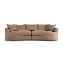 Habitat Sacha Velvet 4 Seater Sofa - Latte - Ash Leg