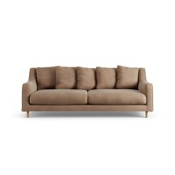 Habitat Swift Velvet 3 Seater Sofa - Latte - Ash Leg
