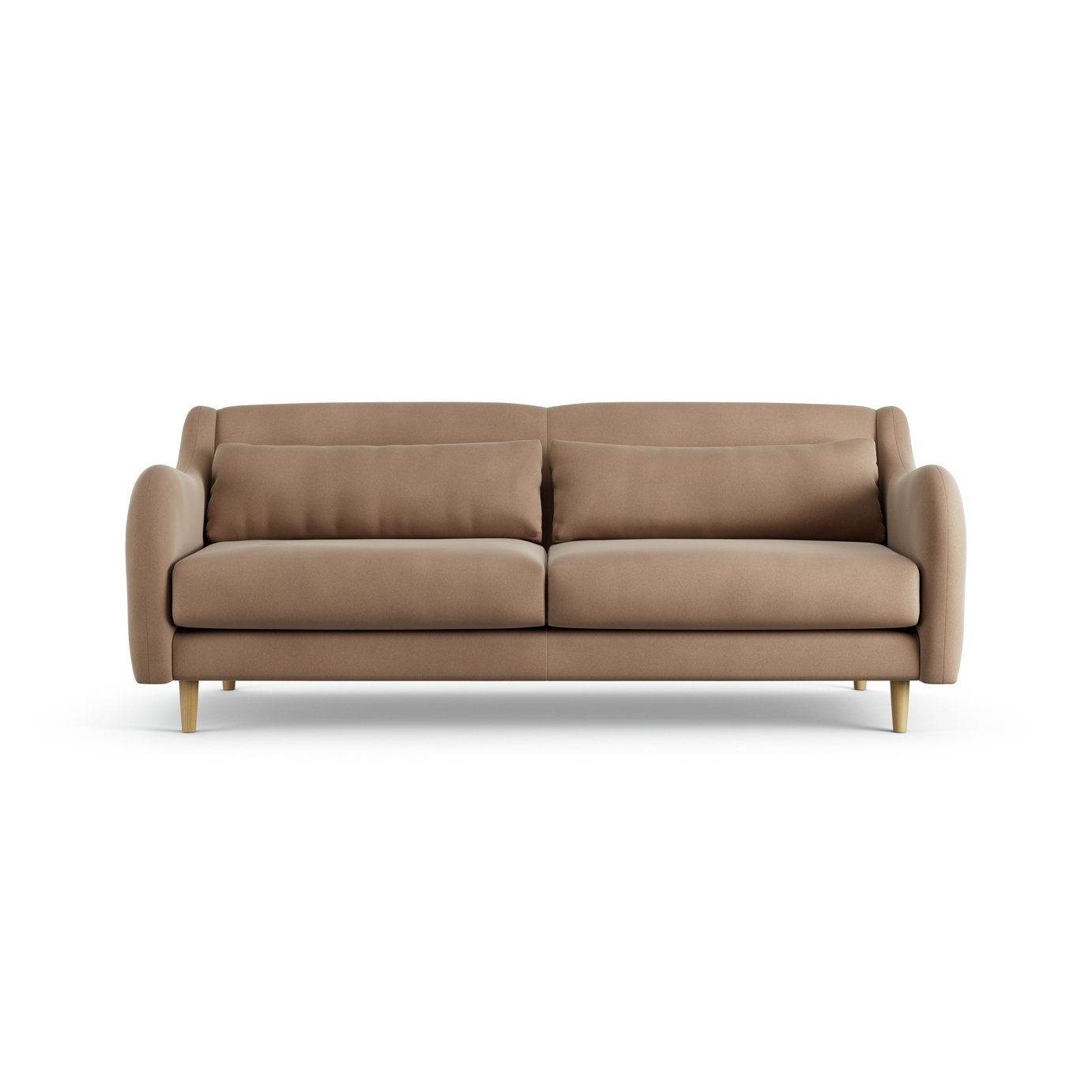 Habitat Turnmill Velvet 3 Seater Sofa - Latte - Ash Leg
