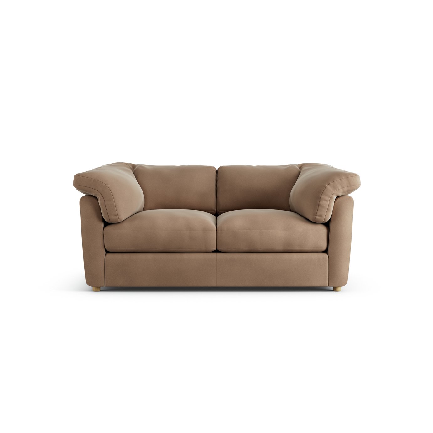 Habitat Wynn Velvet 2 Seater Sofa - Latte - Ash Leg