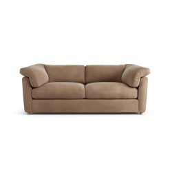 Habitat Wynn Velvet 3 Seater Sofa - Latte - Ash Leg