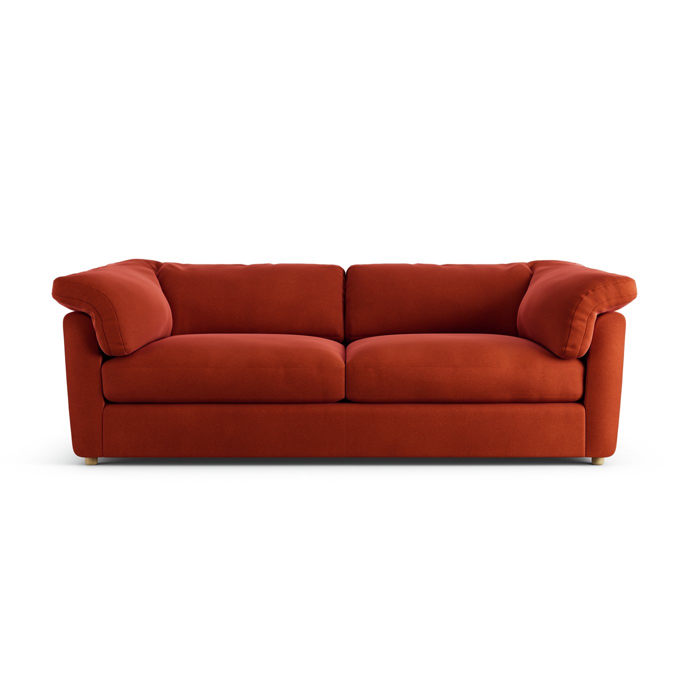 Habitat Wynn Velvet 4 Seater Sofa - Burnt Orange - Ash Leg