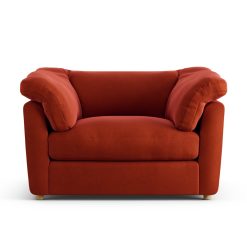 Habitat Wynn Velvet Cuddle Chair - Burnt Orange - Ash Leg
