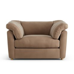 Habitat Wynn Velvet Cuddle Chair - Latte - Ash Leg