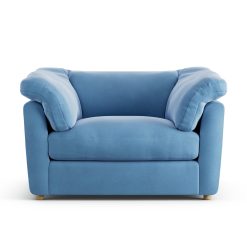 Habitat Wynn Velvet Cuddle Chair - Sky Blue - Ash Leg