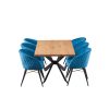 Kenery 6 Person Dining set - a Rectangular Wooden Dining Table with Metal Legs and a Set of 6 Quilted Velvet Dining Chairs for Dining Room - Modern Di