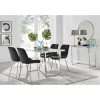 Kylooe Modern Marble Effect And Silver Dining Table Set With 4 Luxury Velvet Dining Chairs
