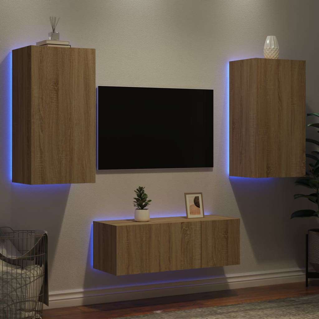 Open Wall Units Led Metro Lane 4 Piece TV Wall Units With LED