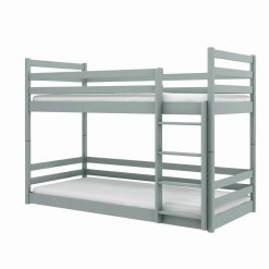 Modern Grey Mini Bunk Bed with Safety Rails and Foam Mattresses